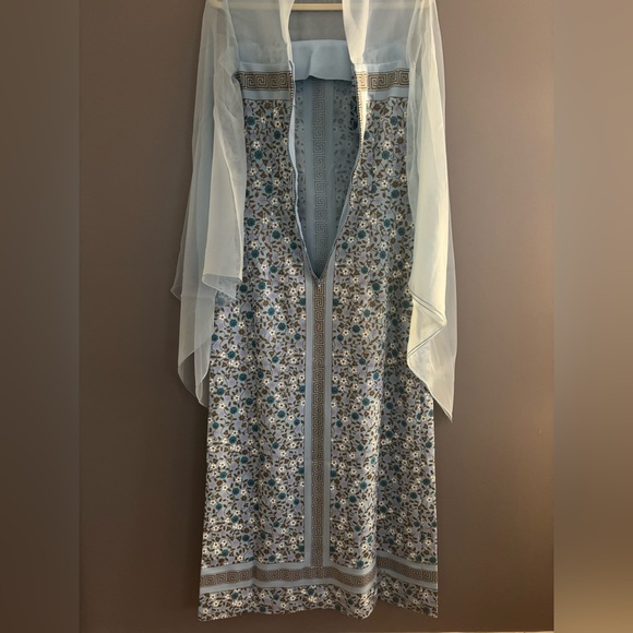 PRISTINE Vintage Alfred Shaheen Blue 60s 70s Versace Design Maxi Dress - Picture 4 of 6